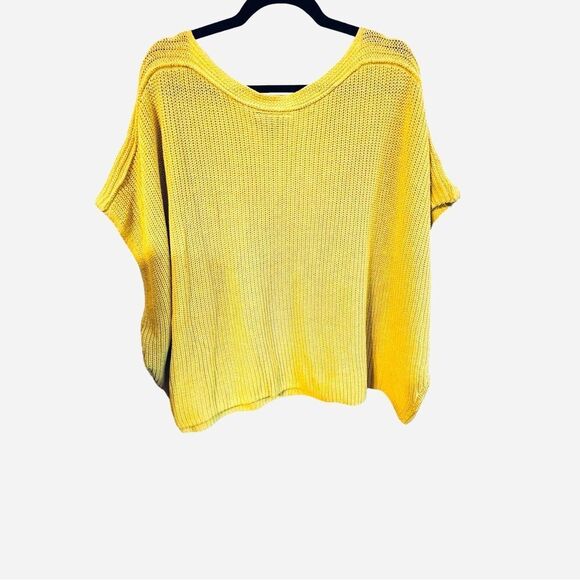 Lane Brant Yellow Oversized Cotton Semi-Crop Drop-Shoulder Sweater Sz 14/20 - Picture 7 of 15
